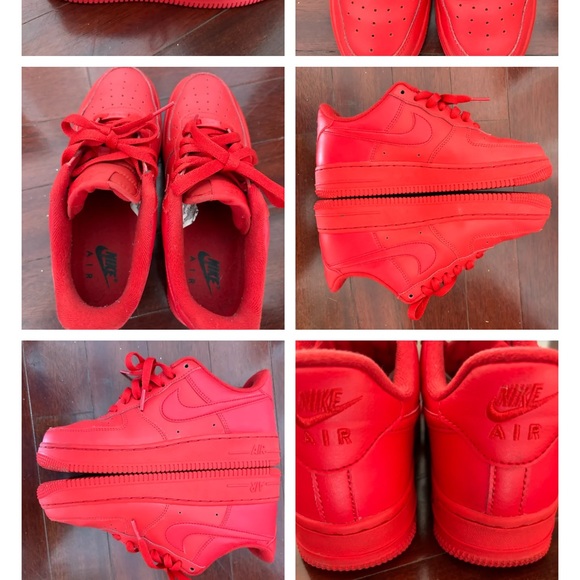 Nike Air Force 1 Low Triple Red, Size 5.5 Youth - Picture 2 of 2